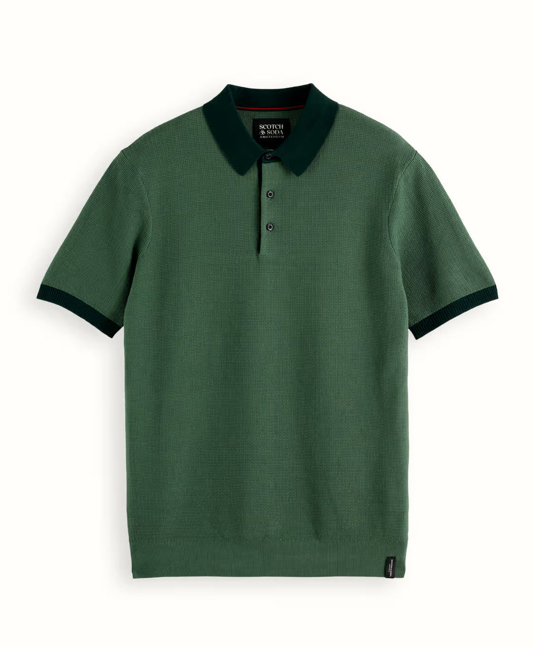 SCOTCH SODA Structured Knitted Polo in Sage Green Forty Five Social