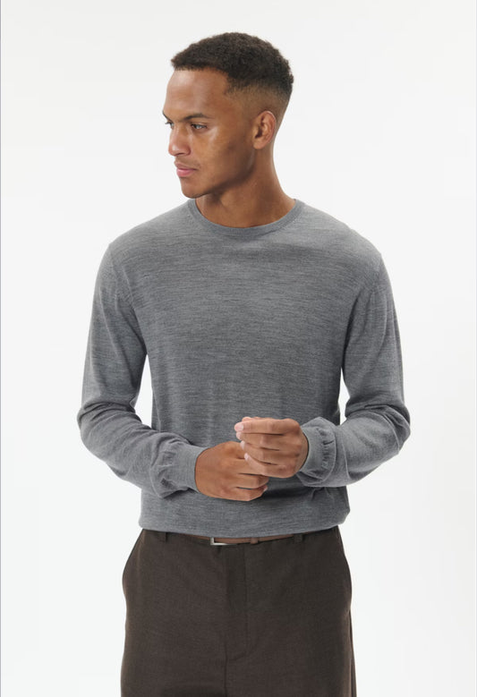 MATINIQUE - Margrate Merino Pullover in Grey Melange