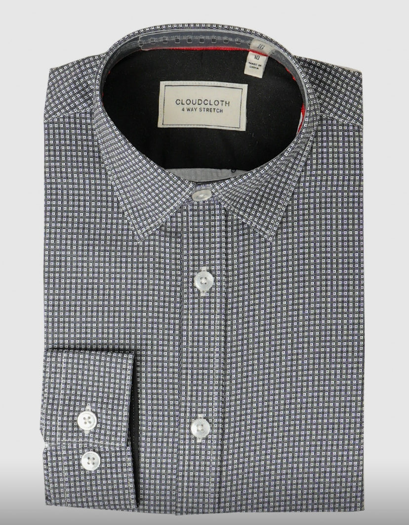 Cloud Cloth - Boy 4 Way Stretch Shirt(Black/White Pattern)