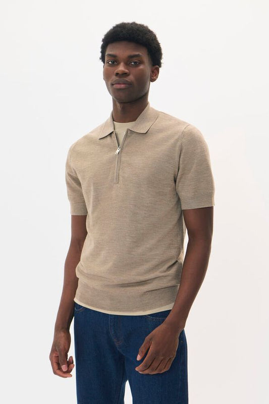 MATINIQUE - Polo Knit in Khaki Melange