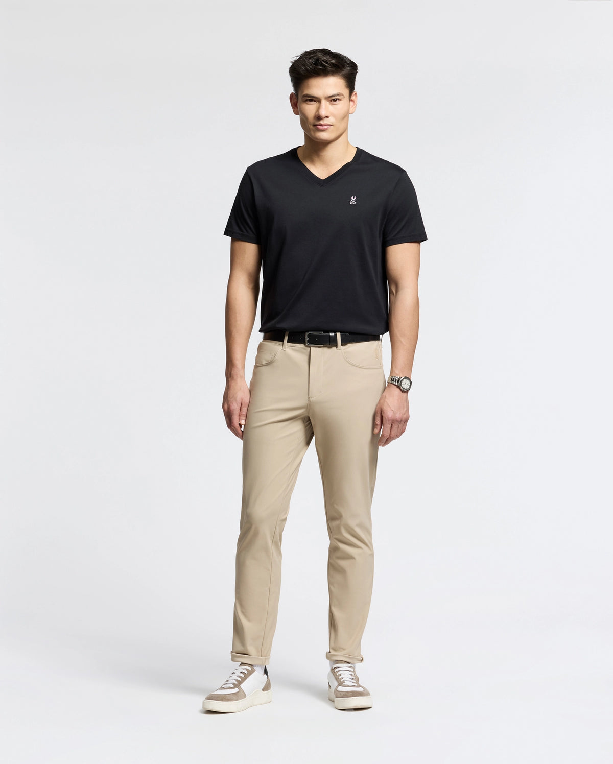 PSYCHO BUNNY - Classic V Neck Tee in Black