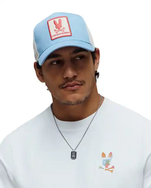 PSYCHO BUNNY - Adamo Bunny Trucker Cap in Glacier Lake