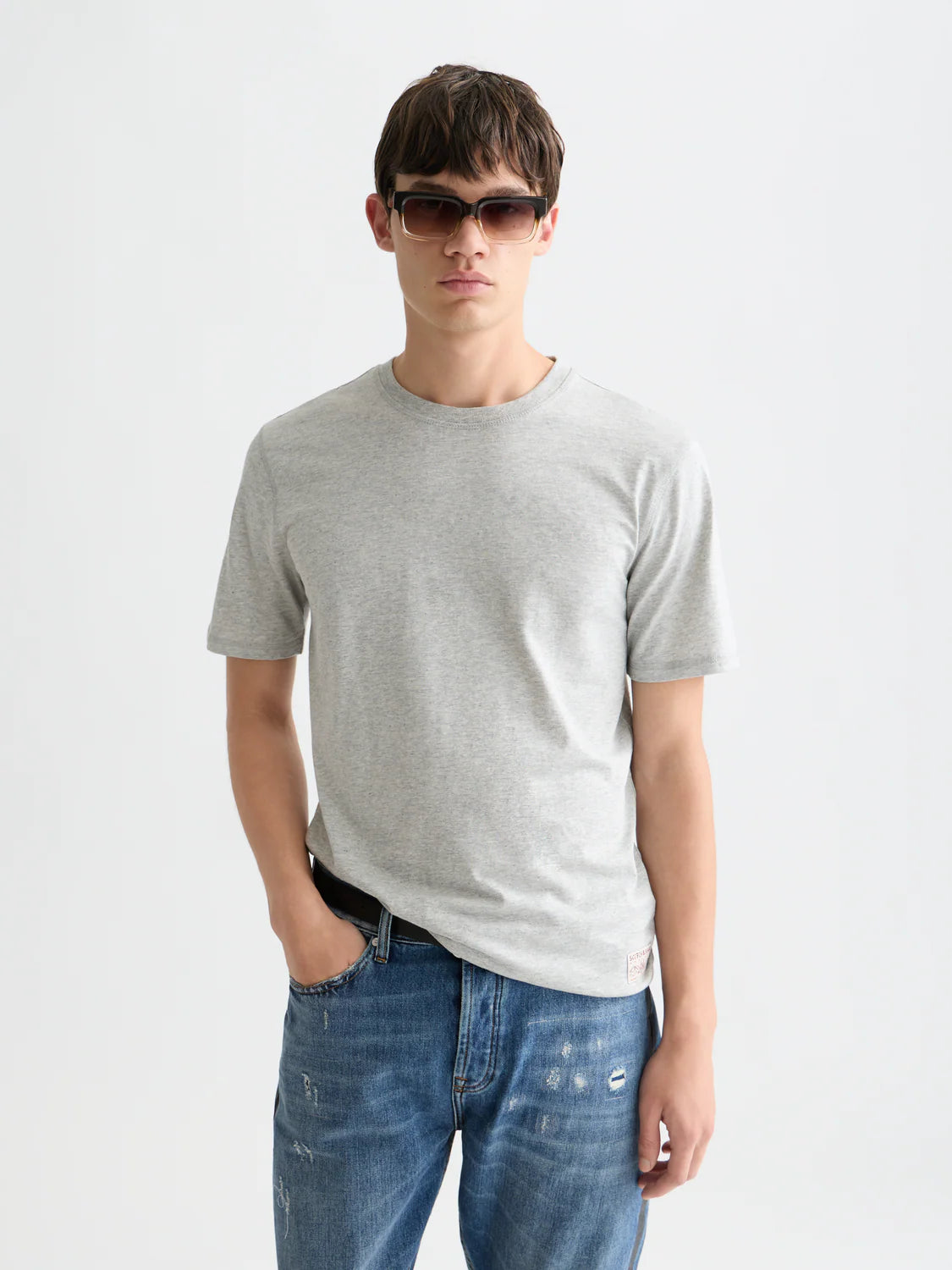 SCOTCH & SODA - Melange Regular Fit T-Shirt in Grey Heather