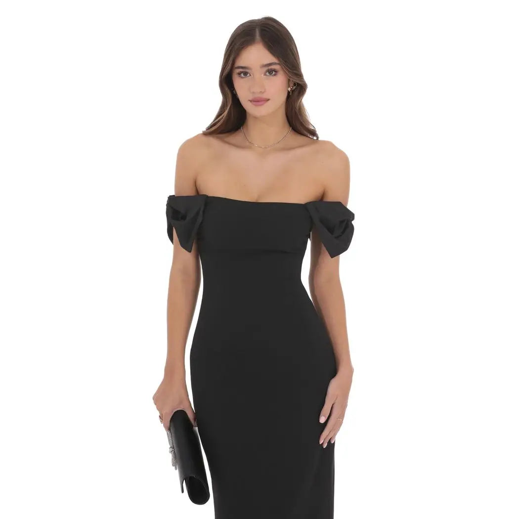 Lucy In The Sky - Off Shoulder Bow Sleeve Dress