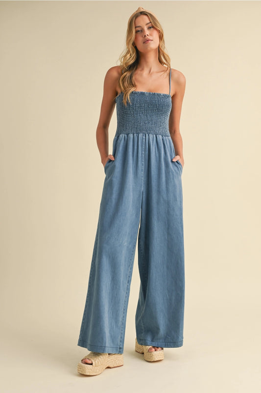 Klesis - Wide-leg Denim Jumpsuit