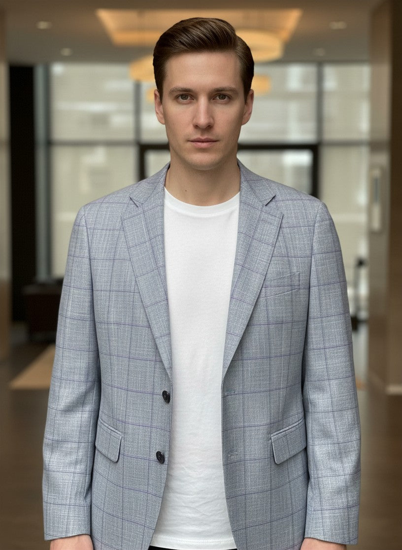 PAUL BETENLY - Kevin Blazer in Grey Pink Check