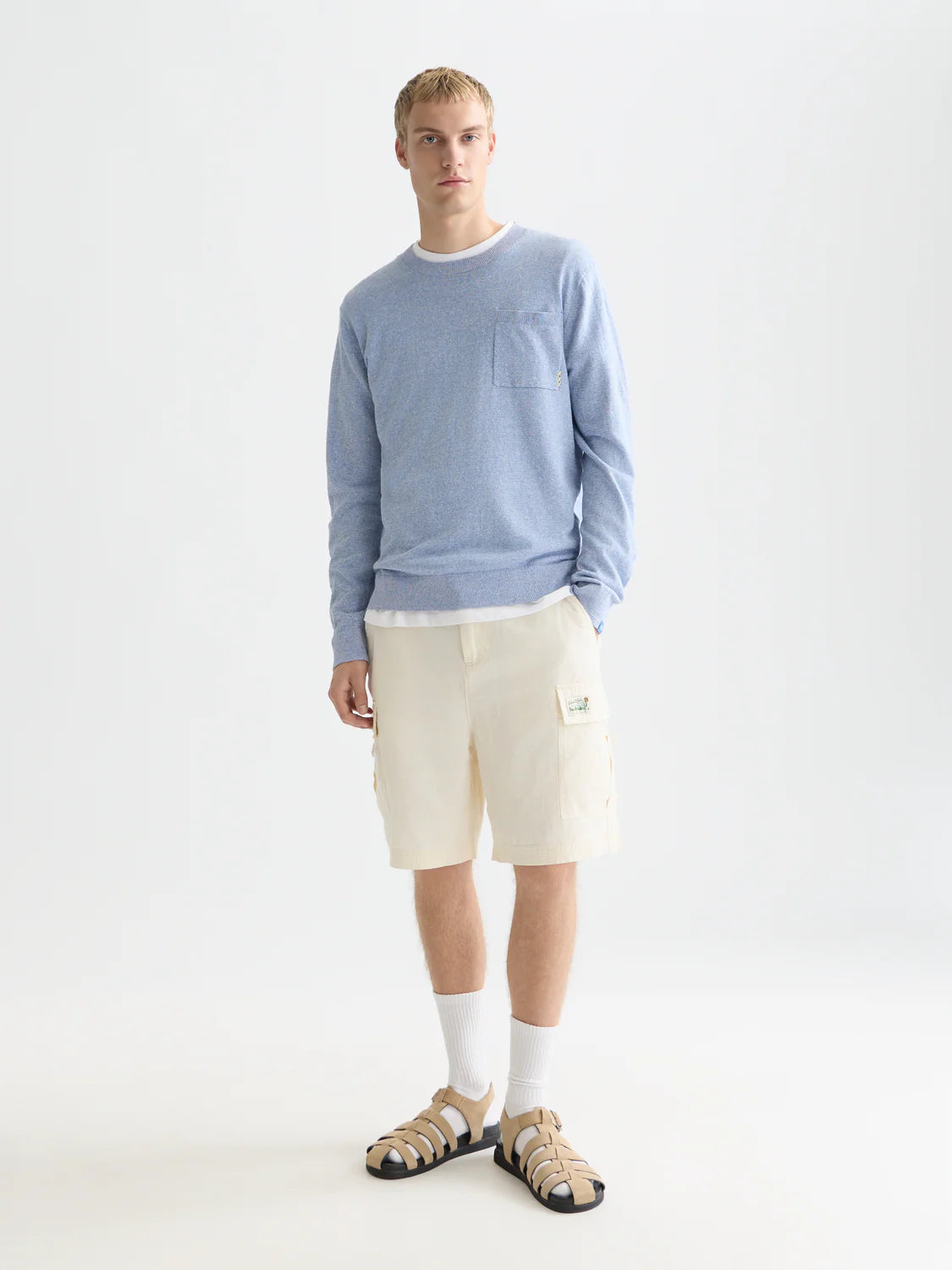SCOTCH & SODA - Linen Blend Melange Regular Fit Pullover
