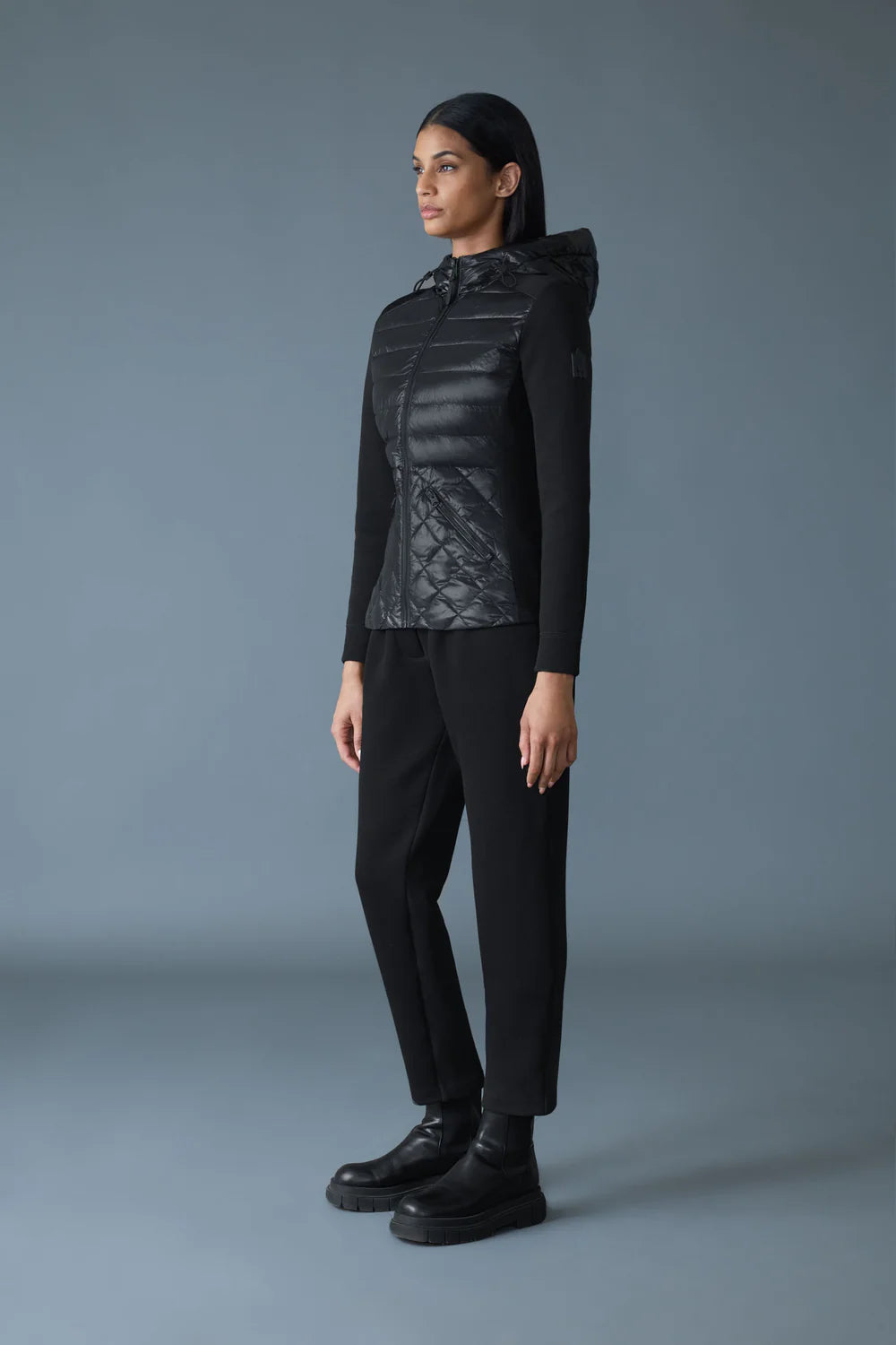 MACKAGE - AGATHA Quilted Mixed-Media Hooded Jacket