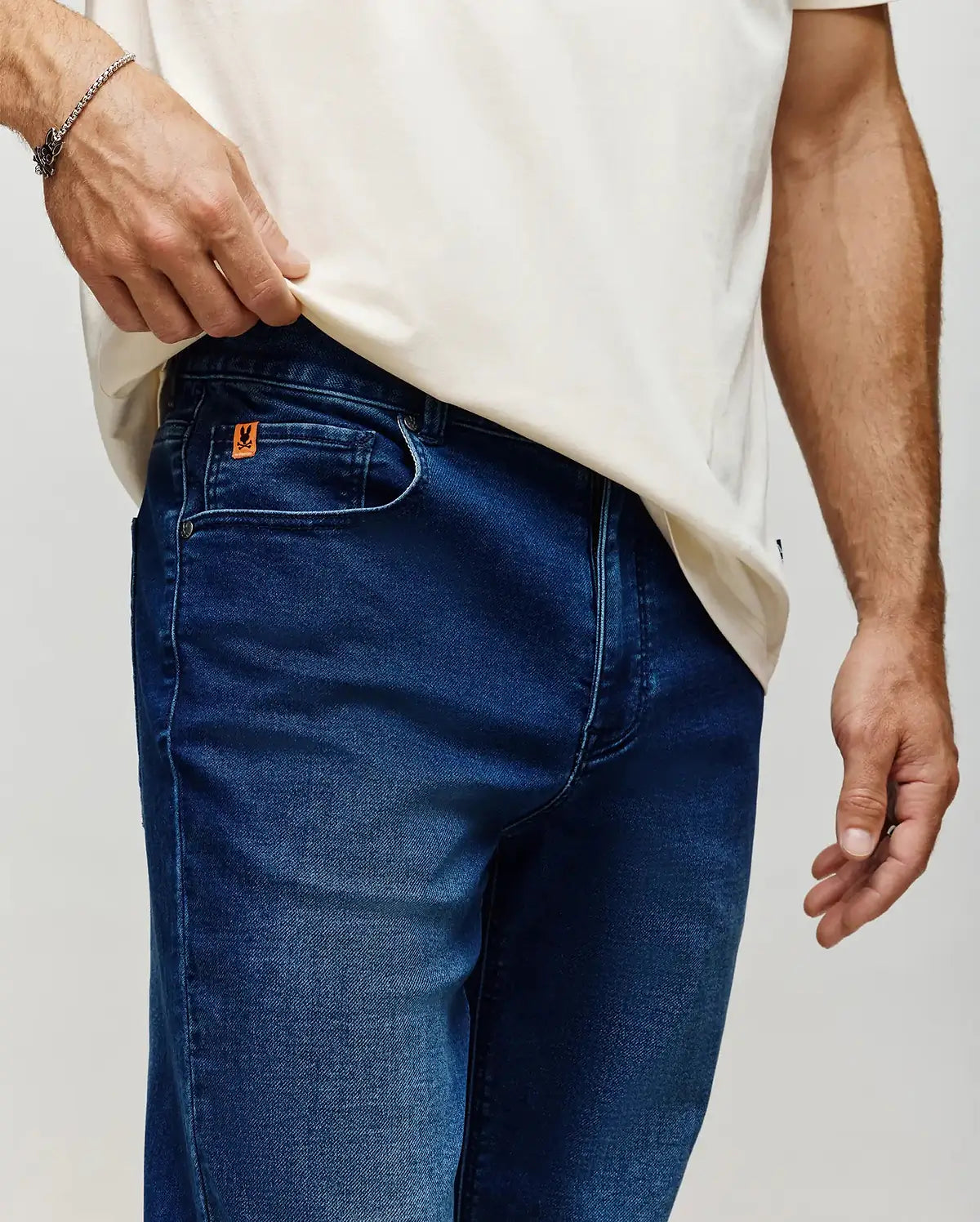 PSYCHO BUNNY - Ace Knit Denim French Terry Medium Wash