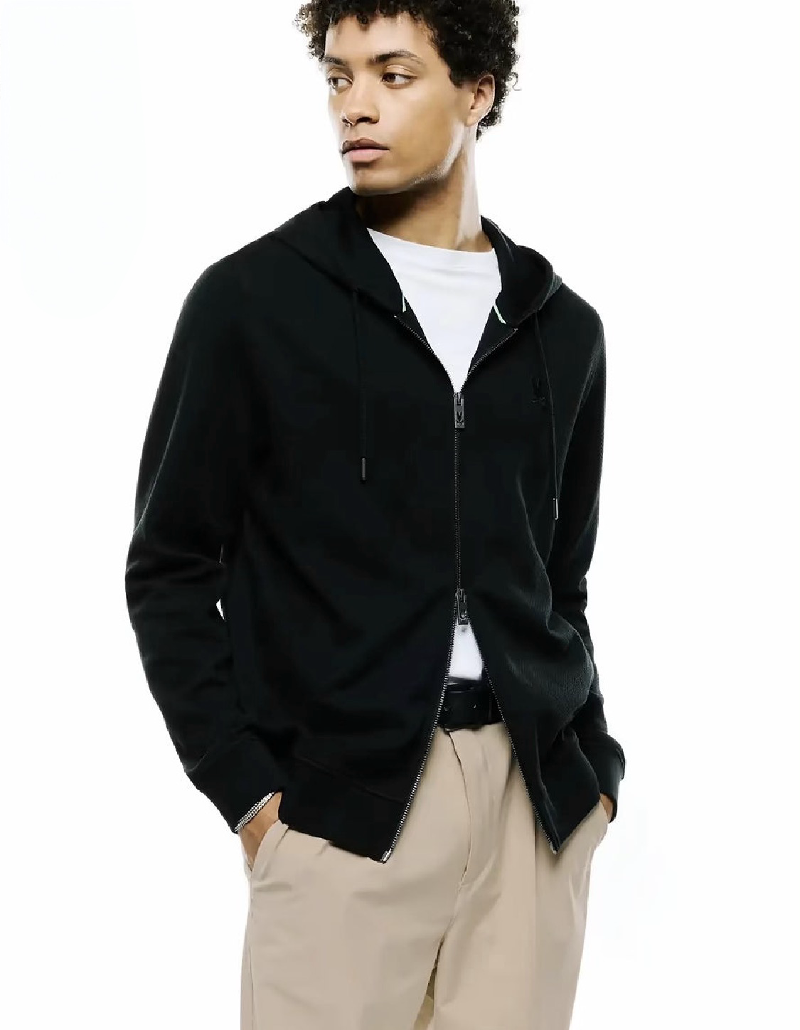 PSYCHO BUNNY - Marc Textured Full Zip Hoodie (Black)