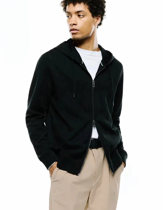 PSYCHO BUNNY - Marc Textured Full Zip Hoodie (Black)