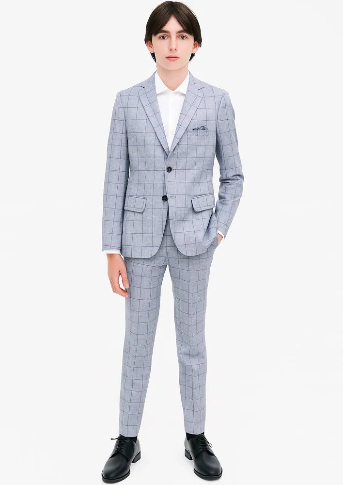 Tallia - Boys Suit (Light Blue Plaid)