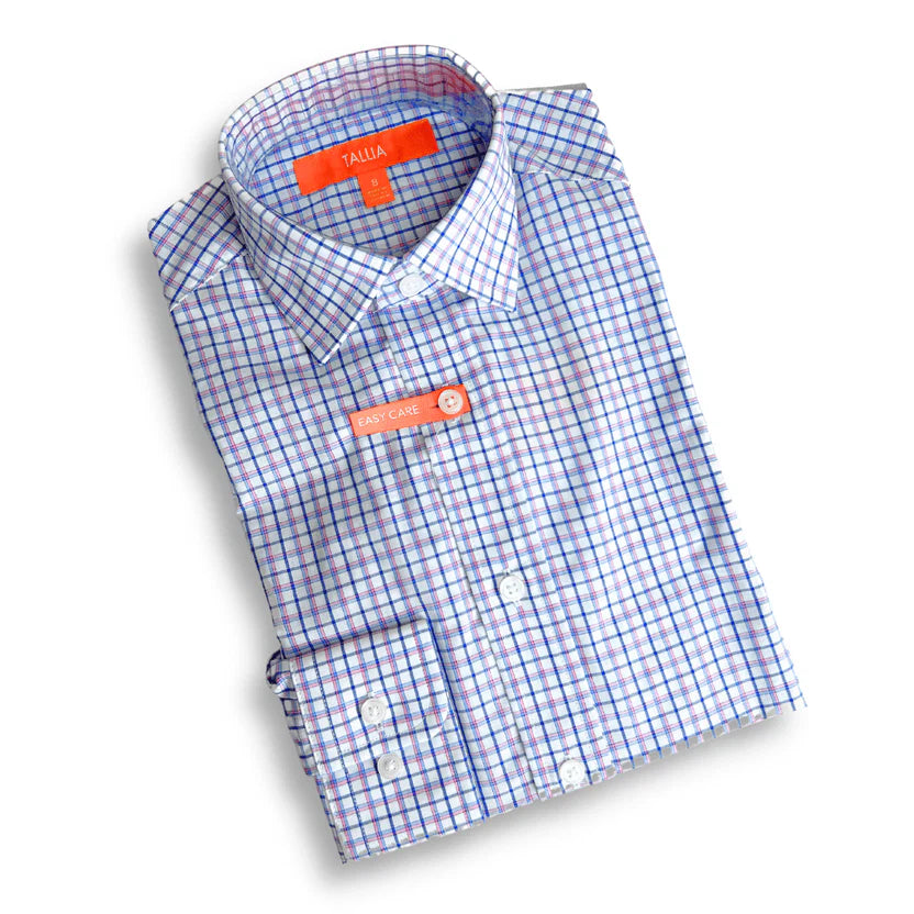 Tallia - Boys Dress Shirt (Pink/Blue Plaid)
