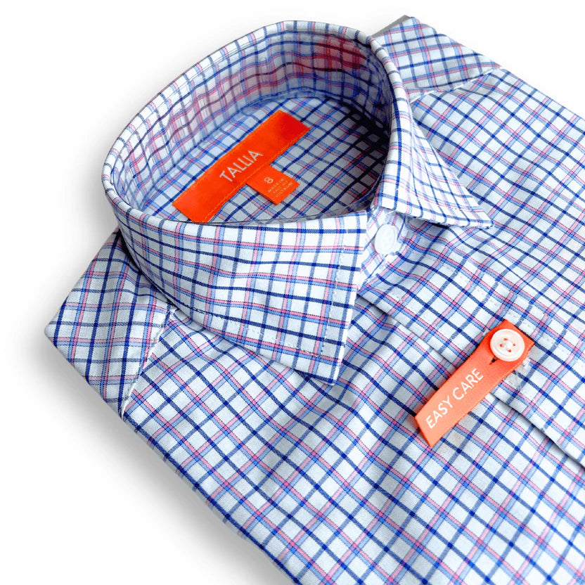 Tallia - Boys Dress Shirt (Pink/Blue Plaid)