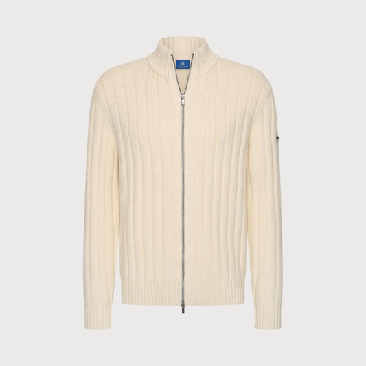 BLUE INDUSTRY - Full Zip Knit in Off White KBIW26-M15
