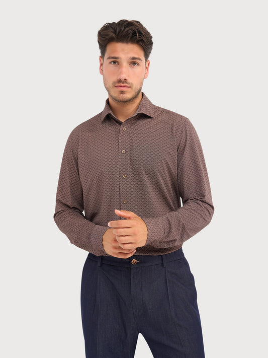 BLUE INDUSTRY - Geometric Pattern Shirt in Brown