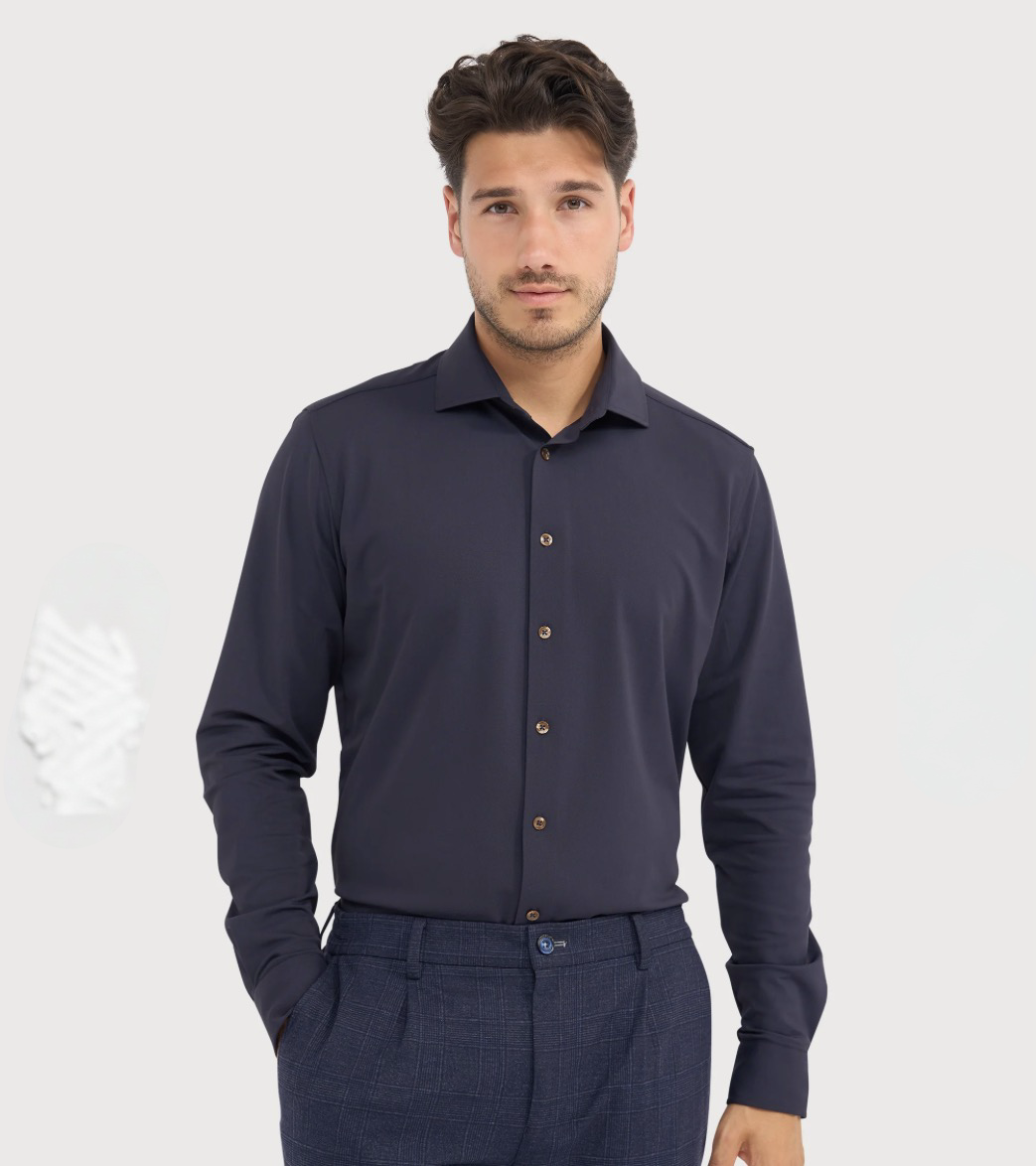 BLUE INDUSTRY - Oxford Lounge Jersey Shirt in Navy