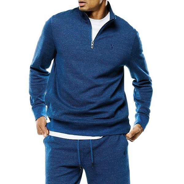 PSYCHO BUNNY - Marc Textured Quarter Zip (Navy Peony)