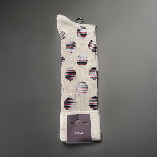 JOHNSTON & MURPHY - Taupe Polka Dot Socks