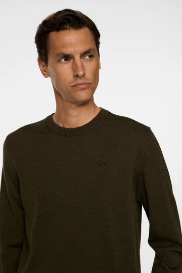 J.LINDEBERG - Keane Merino Crew Neck in Forest Green Melange