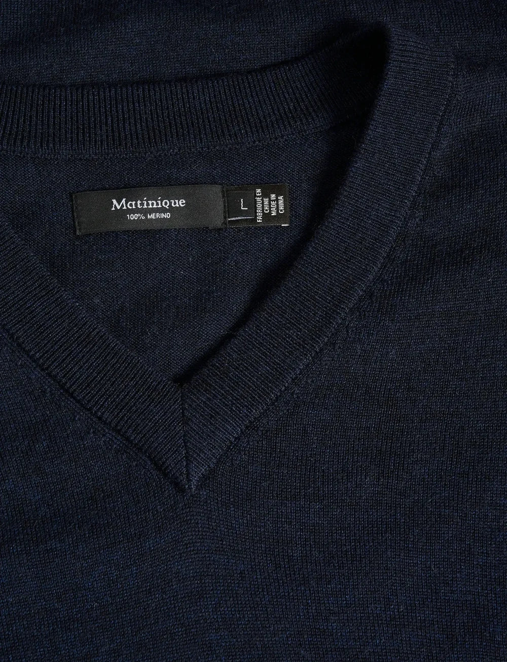MATINIQUE - Viggo Knit V-Neck in Dark Navy Melange