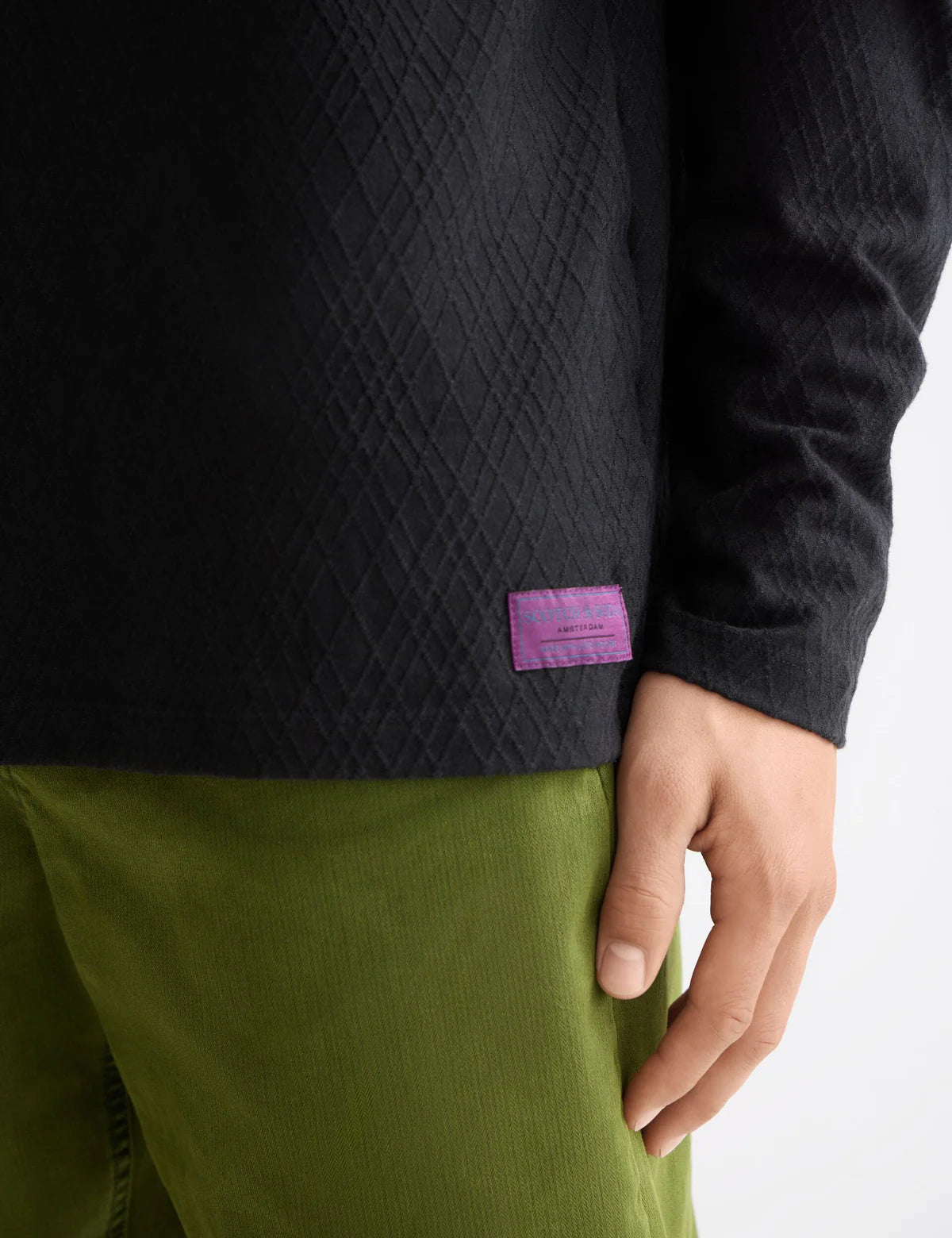 SCOTCH & SODA - Relaxed Fit Jacquard Knit Long Sleeve T-Shirt