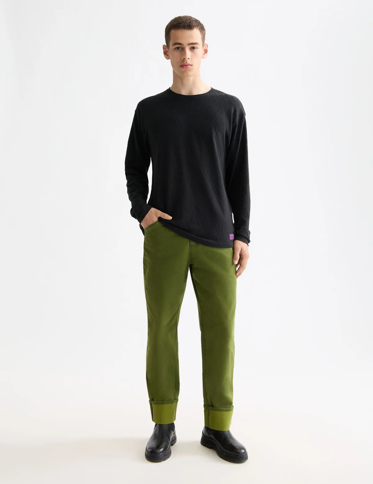 SCOTCH & SODA - Relaxed Fit Jacquard Knit Long Sleeve T-Shirt