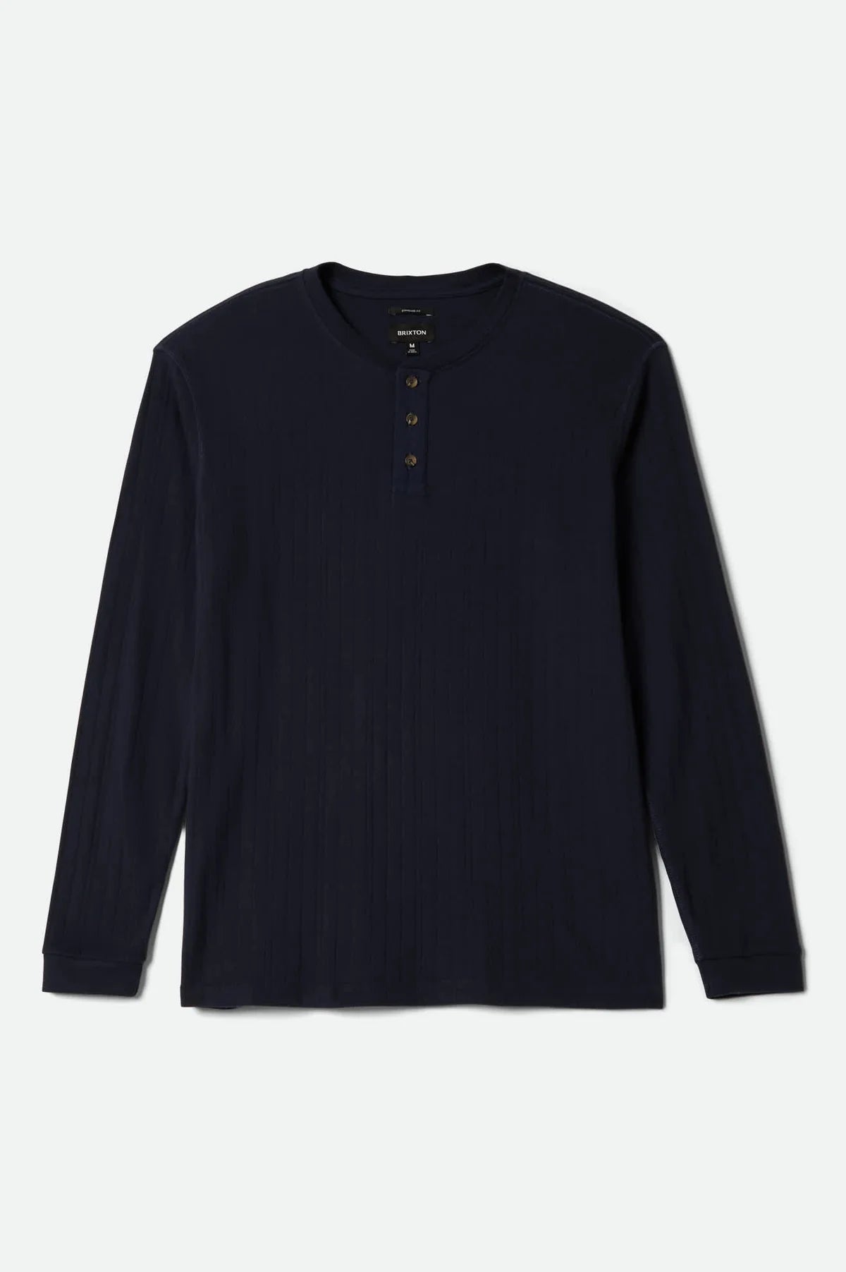BRIXTON - Vintage Ribbed Long Sleeve Henley in Washed Navy