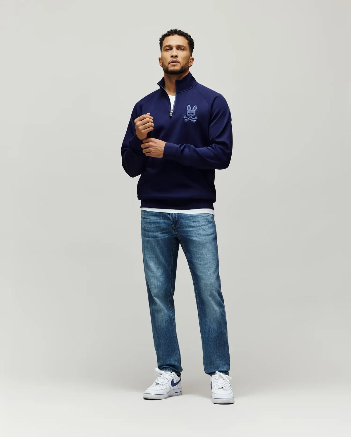 PSYCHO BUNNY - Tate 1/4 Zip Chenille Embroidered