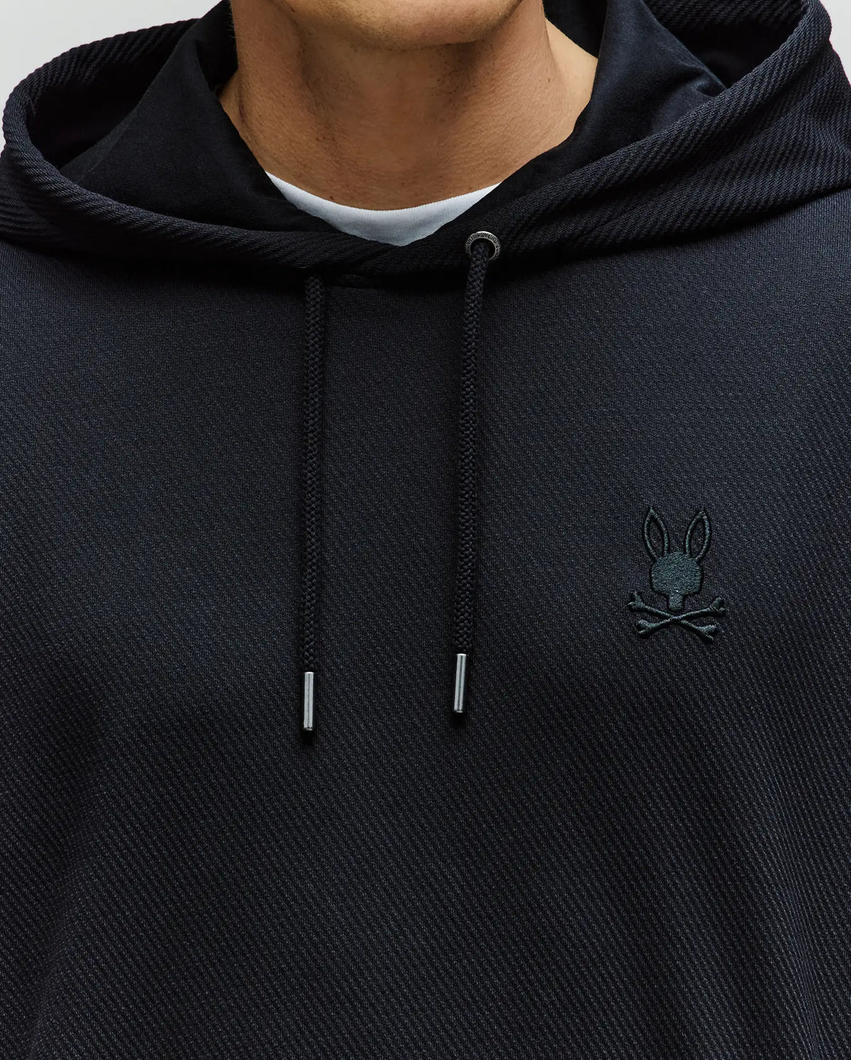 PSYCHO BUNNY - Kai Twill Texture Hoodie in Black
