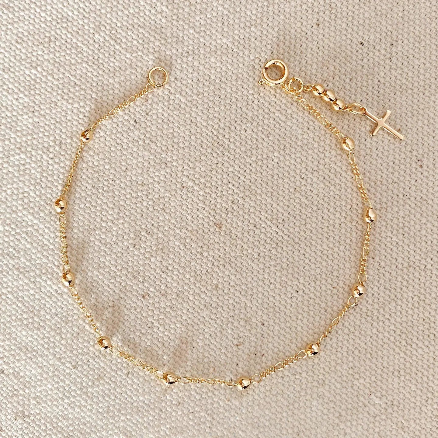 18K Gold Filled - Cross Charm Bracelet