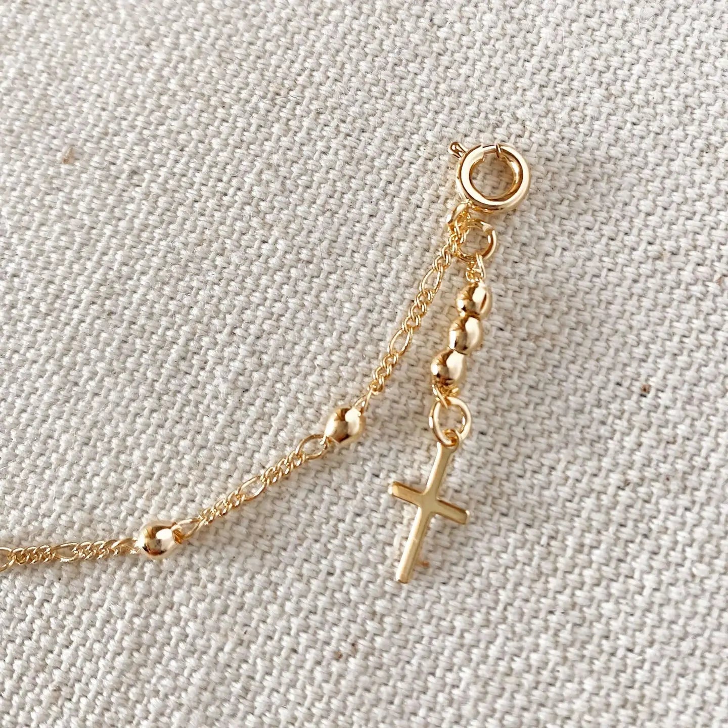 18K Gold Filled - Cross Charm Bracelet