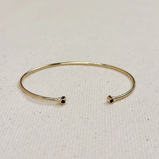 18K Gold Filled - CZ Cuff Bracelet (Black)