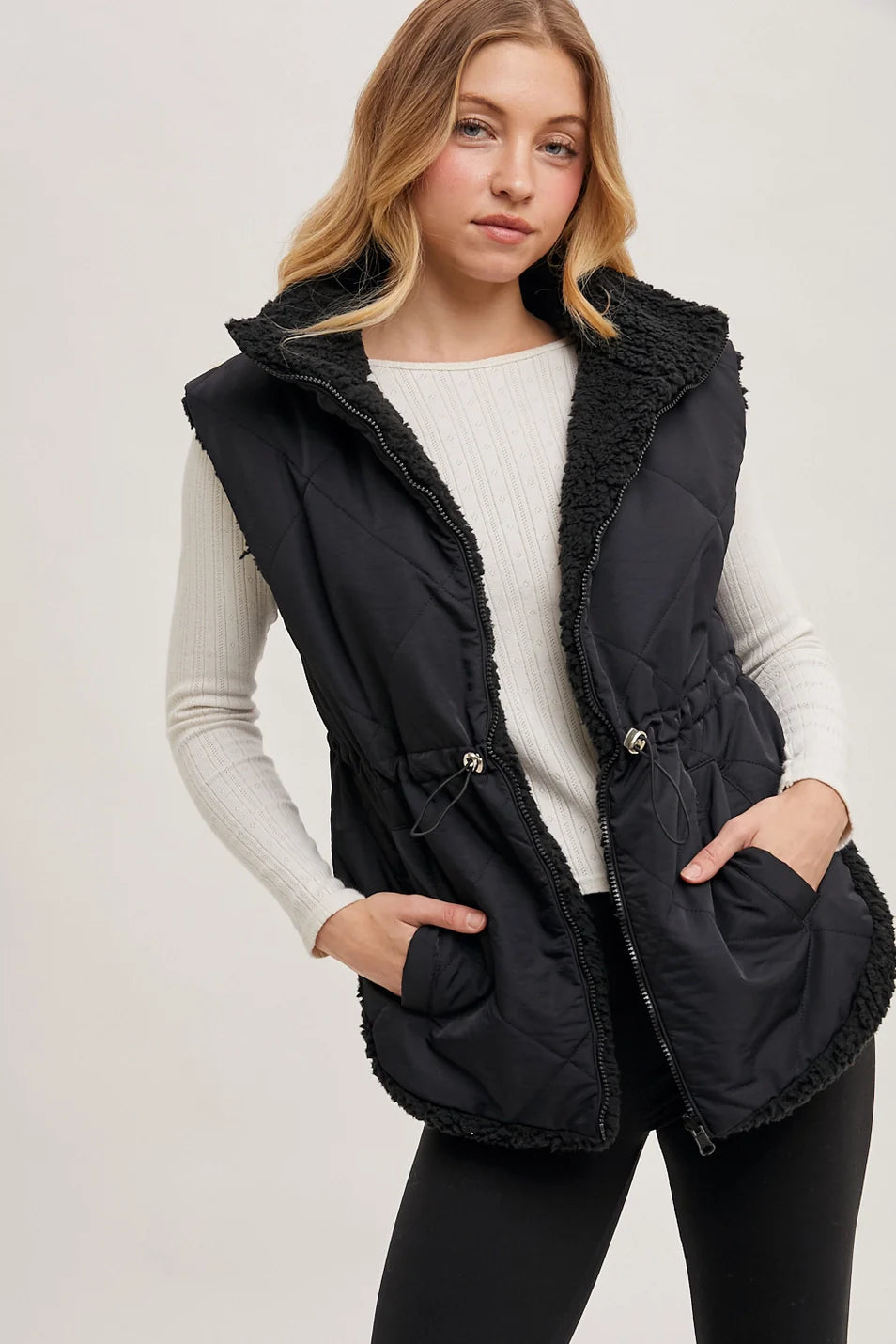 Bluivy - Reversible Puffer & Sherpa Vest