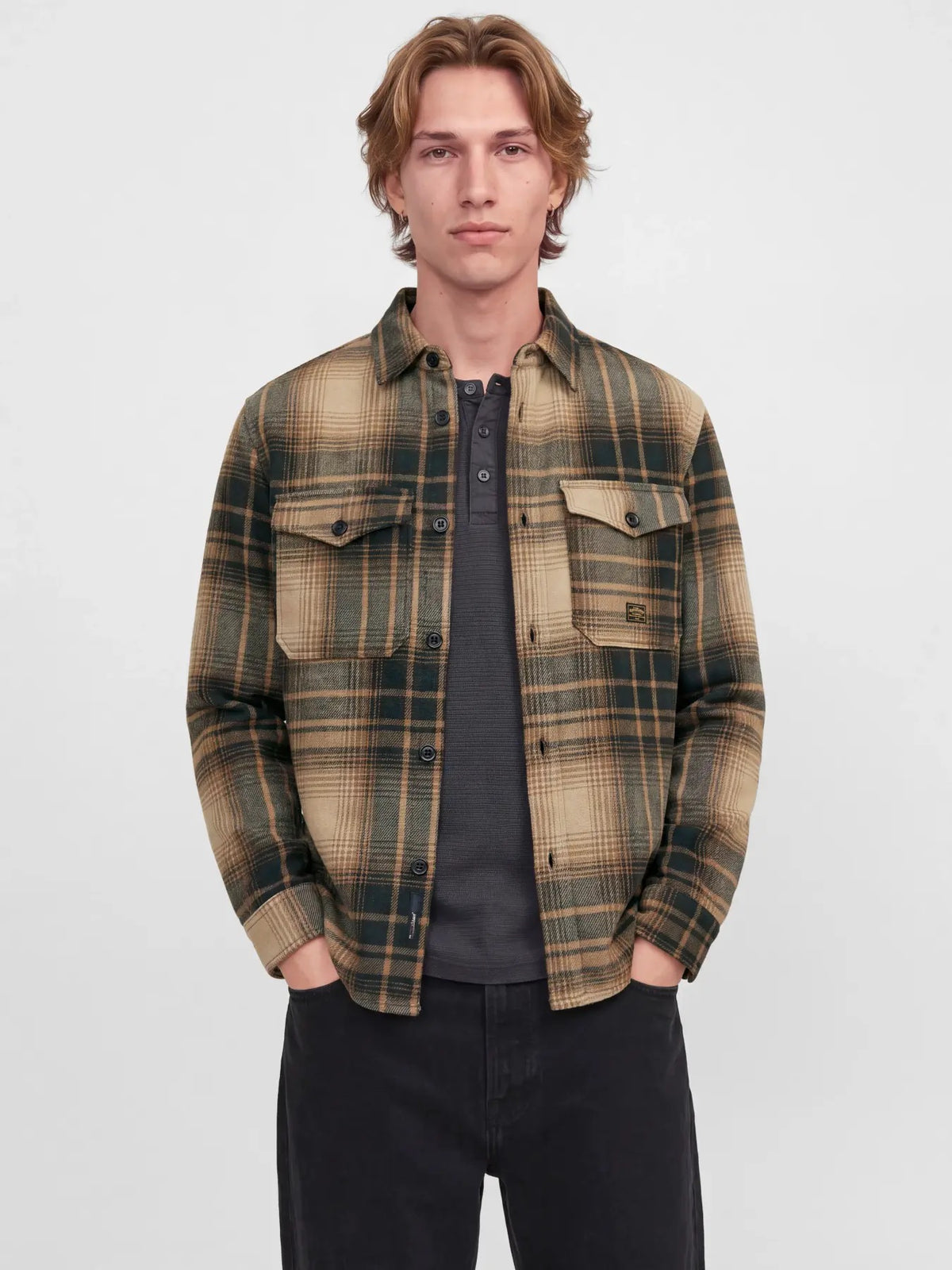 JACK & JONES - Flannel Jacket - Brown Plaid