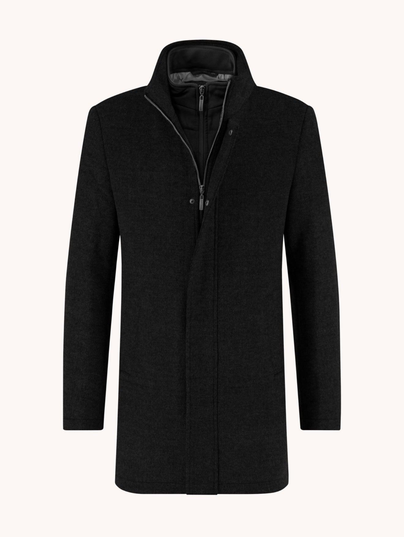 A Fish Named Fred - Funnel Neck Coat - Black