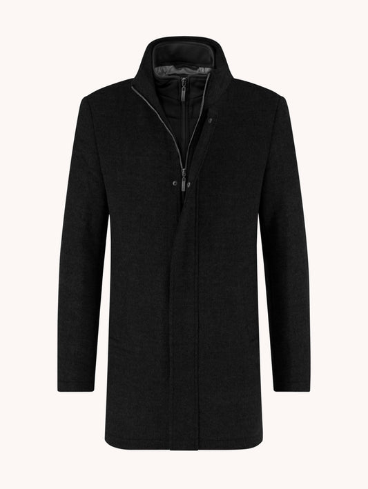 A Fish Named Fred - Funnel Neck Coat - Black