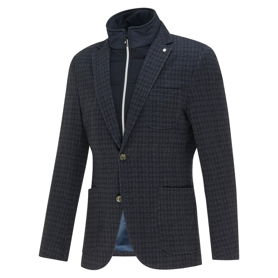 BLUE INDUSTRY - Houndstooth Blazer With Removable Inlay in Navy
