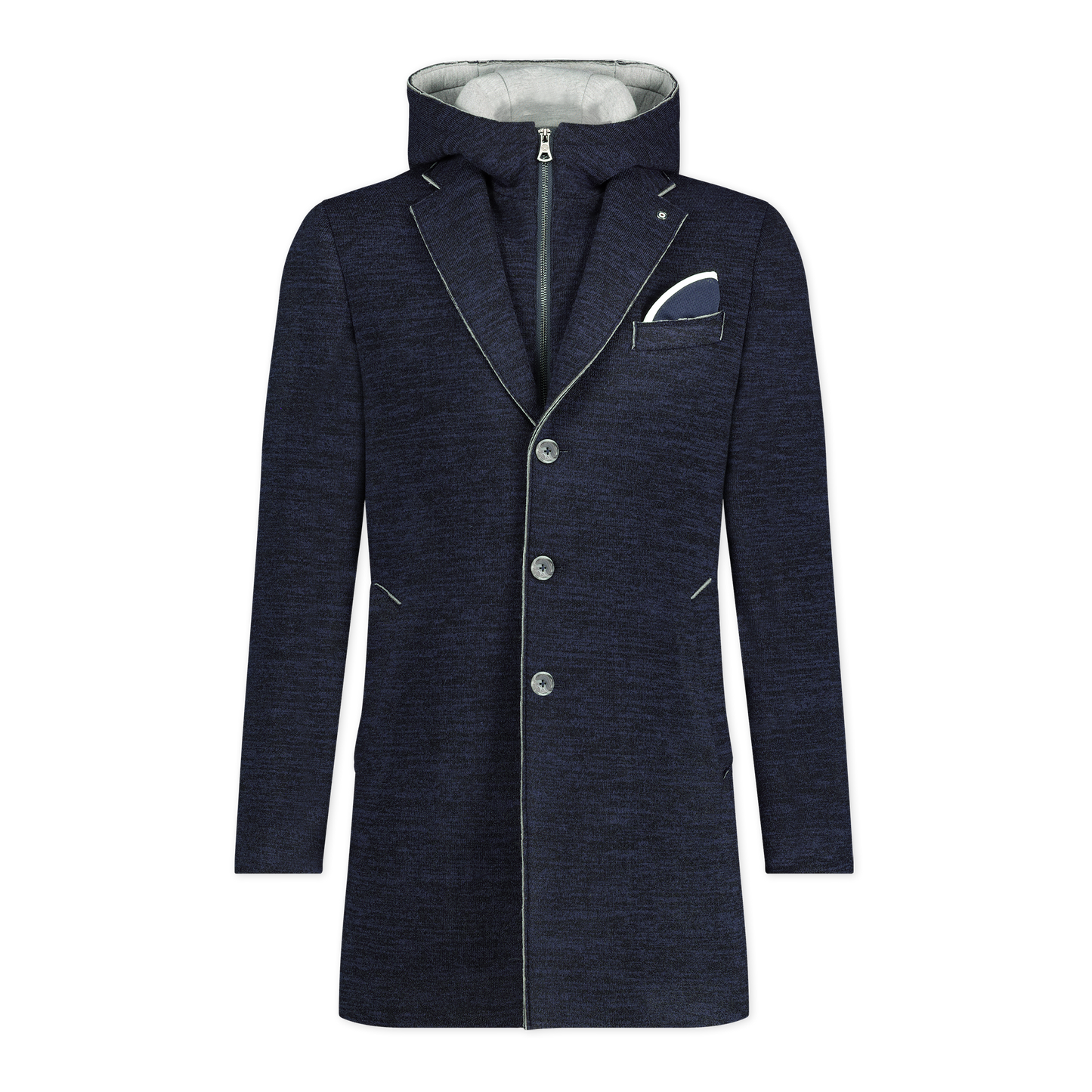 BLUE INDUSTRY - Laser Edge Trench Coat With Removable Hood