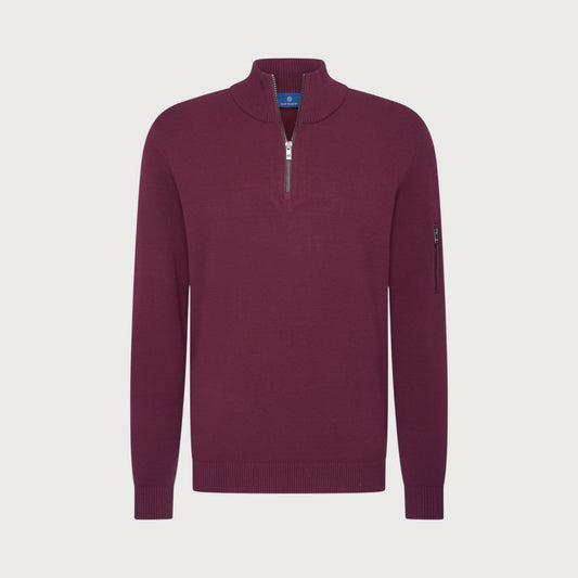 BLUE INDUSTRY - 3/4 Zip Knit Sweater - Wine