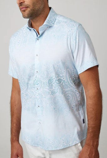 STONE ROSE - Light Blue Galactic Short Sleeve Shirt