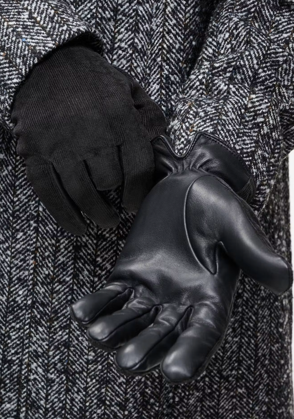MATINIQUE - Cord Gloves - Black Leather