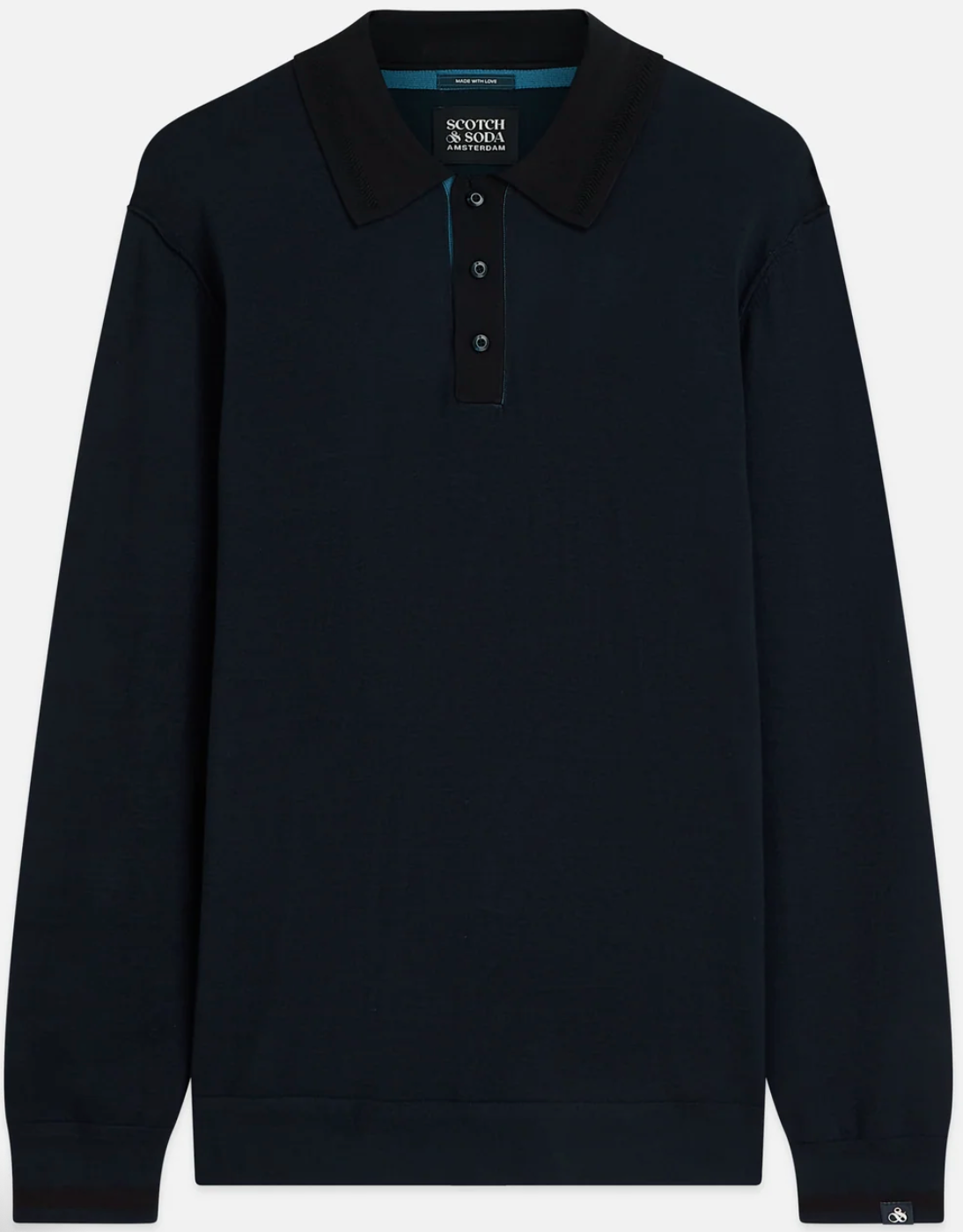 SCOTCH & SODA - Ecovero Long Sleeved Polo - Sky Captain