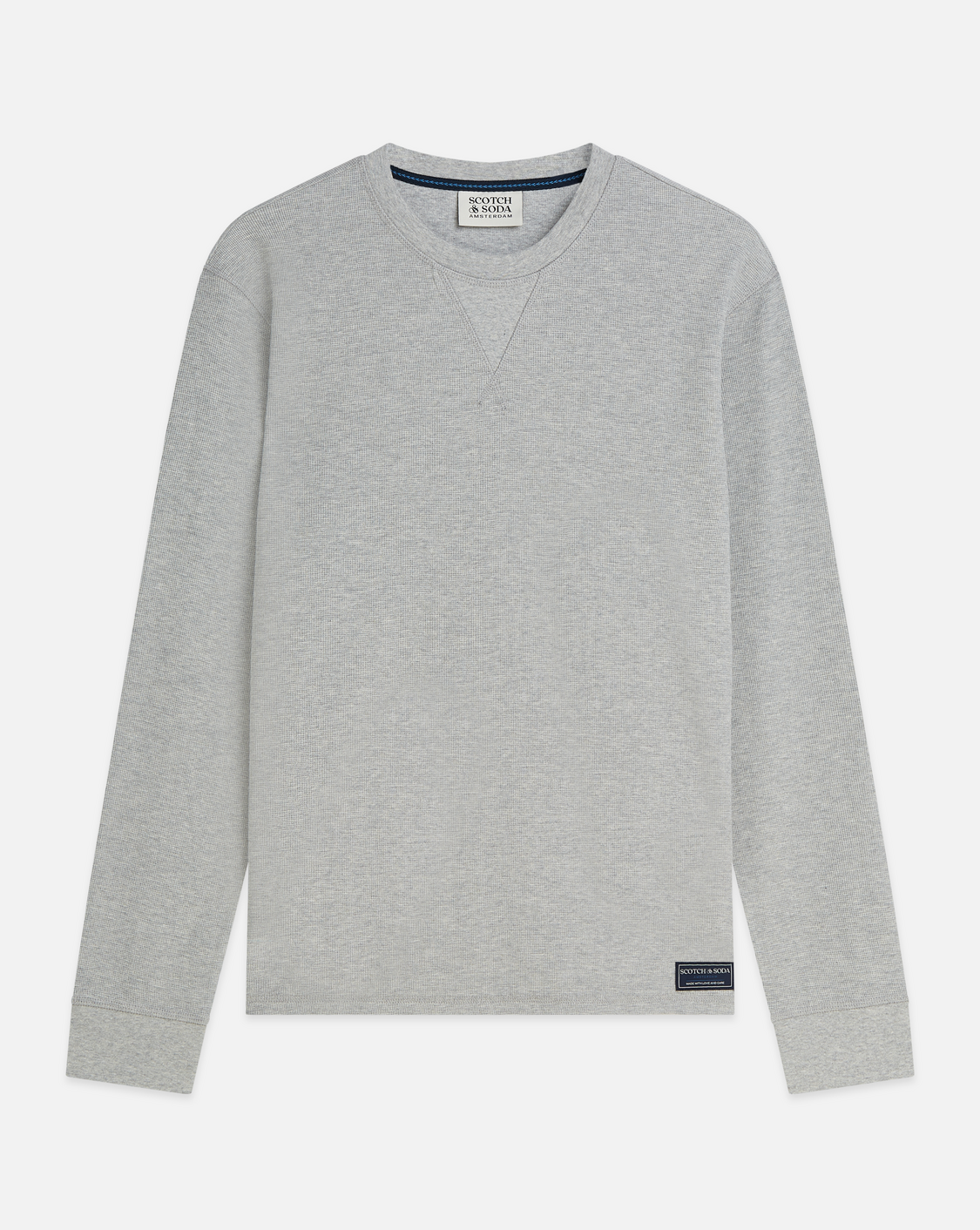 SCOTCH & SODA - Waffle Regular-Fit Long Sleeved T-Shirt - Grey