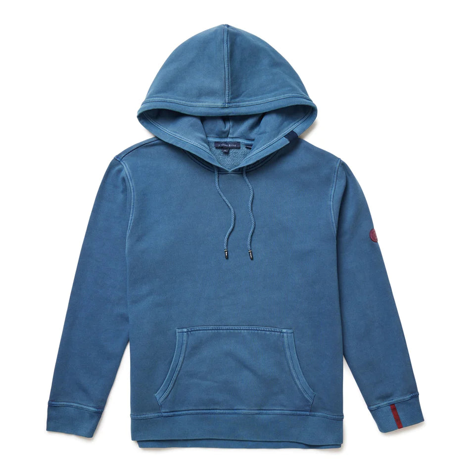 STONE ROSE - Denim Blue Solid Garment Washed Hoodie