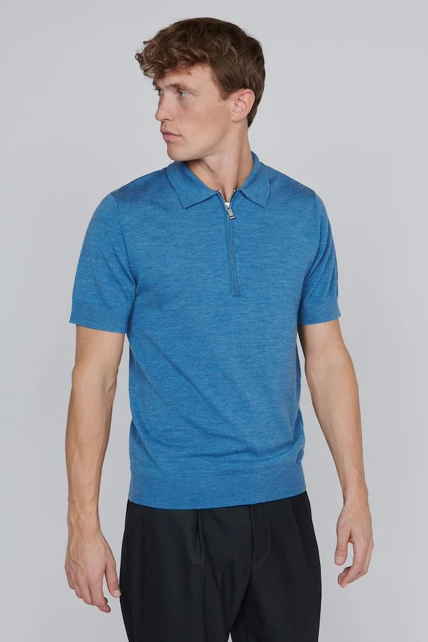 MATINIQUE - Polo Knit in Dust Blue Melange