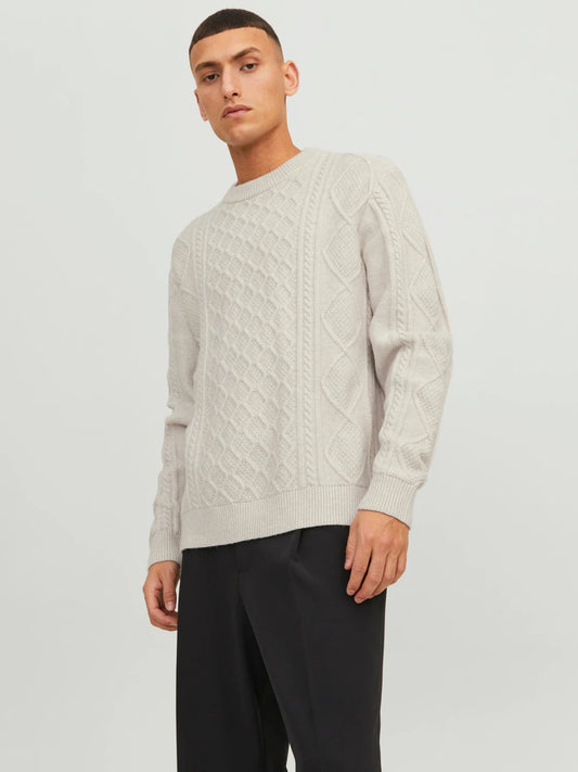 JACK & JONES - Villeray Cable Knit Crew Neck Sweater