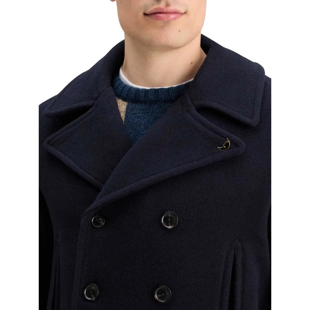 Scotch & soda bonded wool coat rib details amalfi blue shop