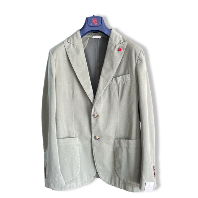 JERRY KEY - Peak Lapel Silk/Cotton Blazer - Washed Green