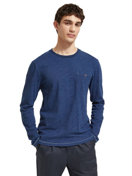 SCOTCH & SODA - Indigo Long Sleeve T-Shirt in Organic Cotton